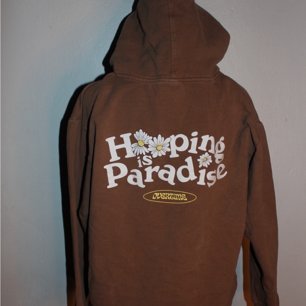 Overtime Brown Hoodie with Unique Print